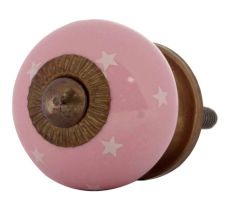 Pink White Tiny Star Pattern Cabinet Knobs